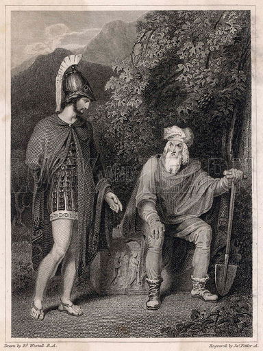 Odysseus visiting his father, Laertes